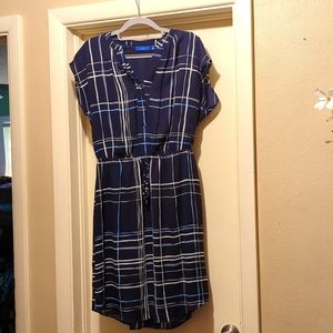 Apt. 9 navy blue and white windowpane dress